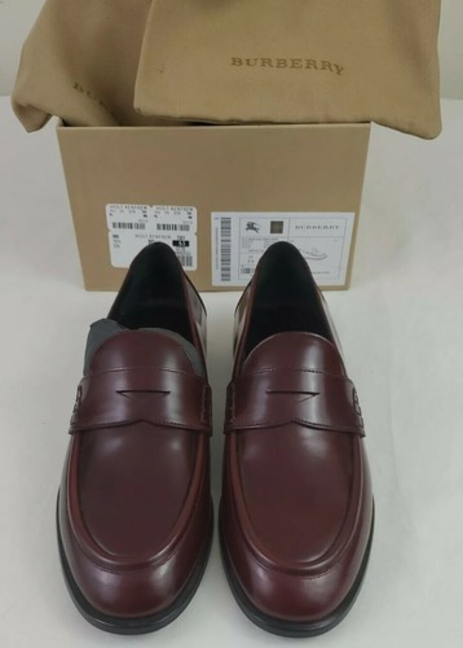 Burberry Mens Oban Penny Loafer English Icons Brown Leather Shoes Size 6.5